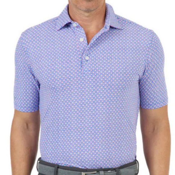 IBKUL Other - IBKUL Men's Geo Royal Print Polo Modern Fit Size XXL NWT